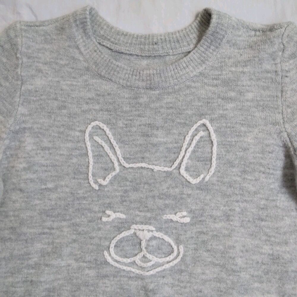 French Bulldog Frenchie Crew Sweater Gray Balloon Sleeves Women's - Picture 5 of 11